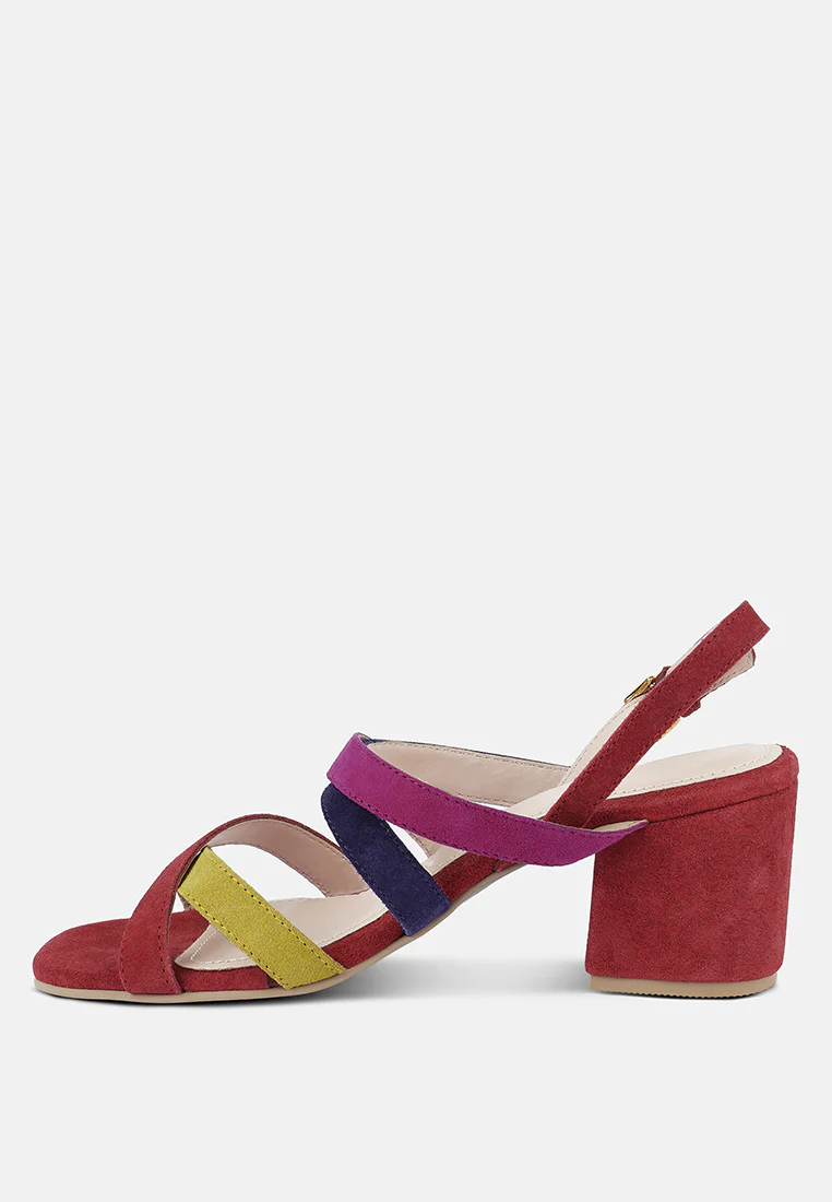 MON-LAPIN Red High Block Heel Leather Sandal - Image 4