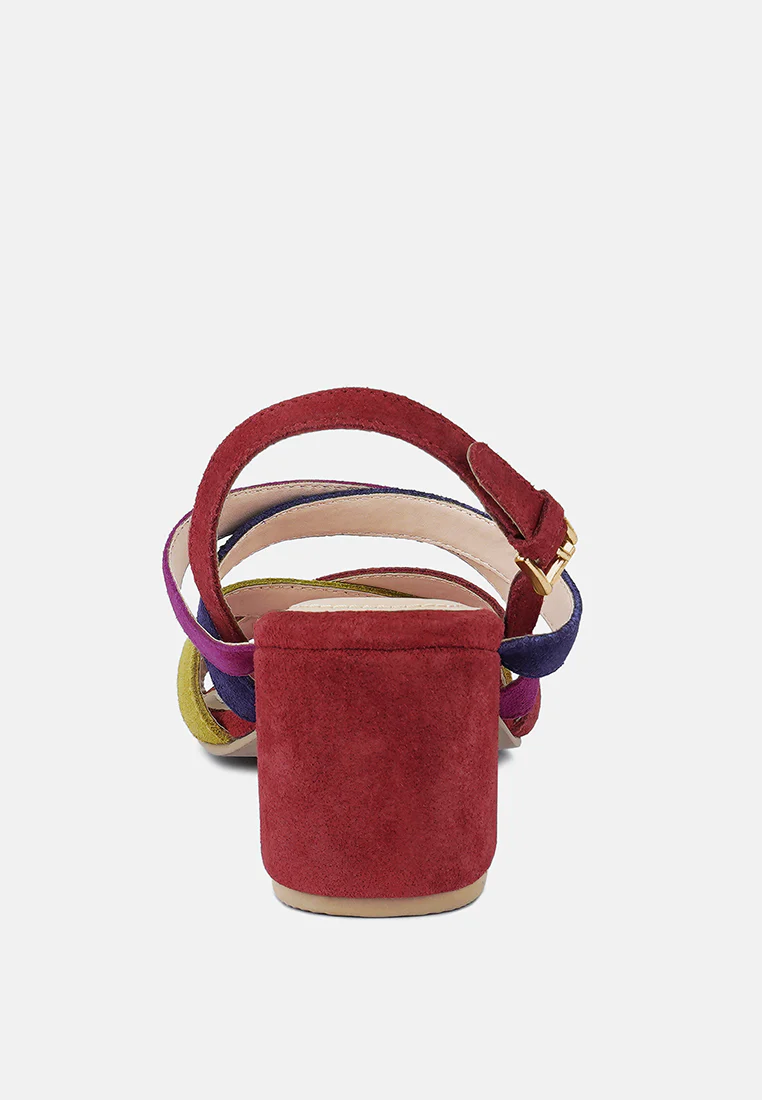 MON-LAPIN Red High Block Heel Leather Sandal - Image 5