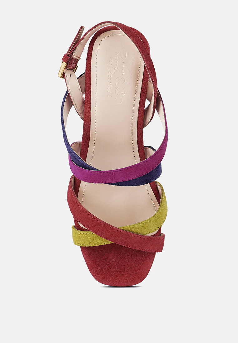 MON-LAPIN Red High Block Heel Leather Sandal - Image 6