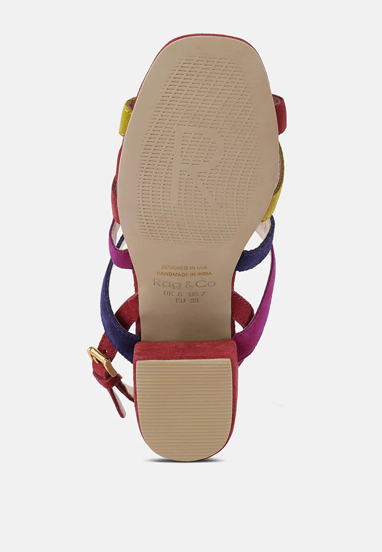 MON-LAPIN Red High Block Heel Leather Sandal - Image 7