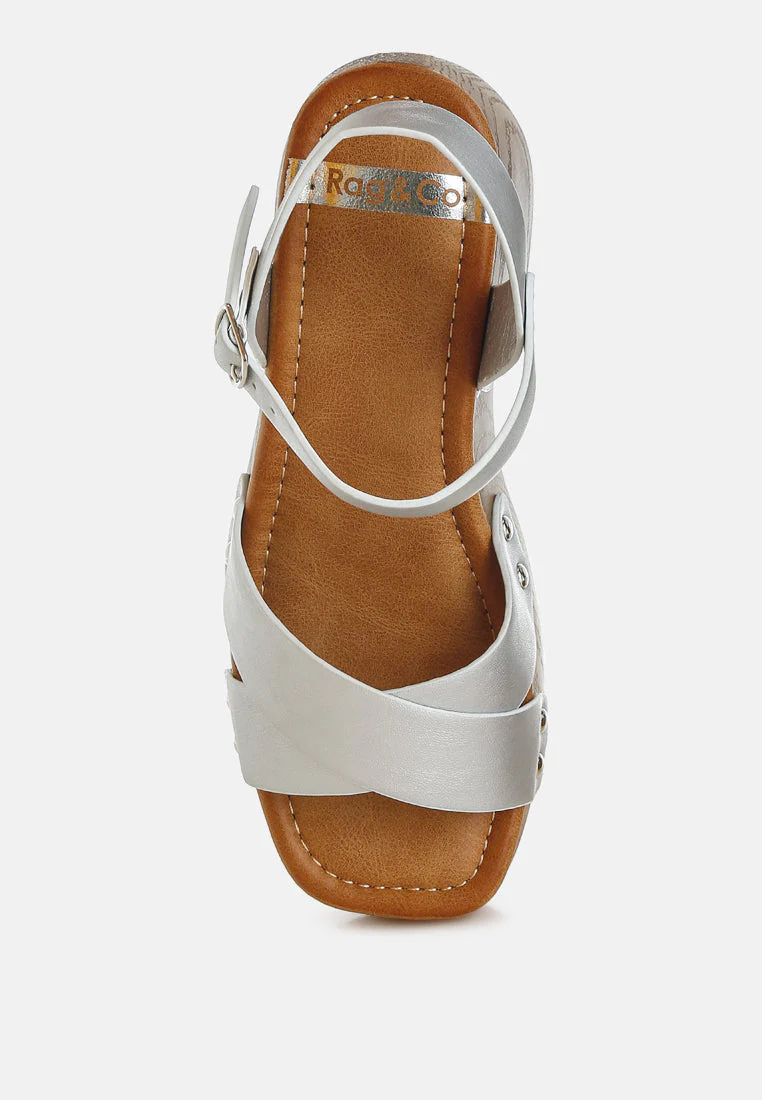 Morasa Metallic Pleather Clog Sandals - Image 4