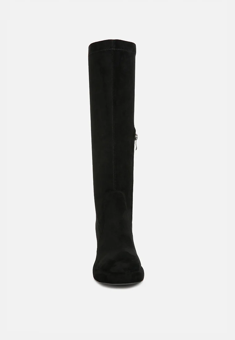 MORPIN Black Stretch Suede Calf Boots - Image 4
