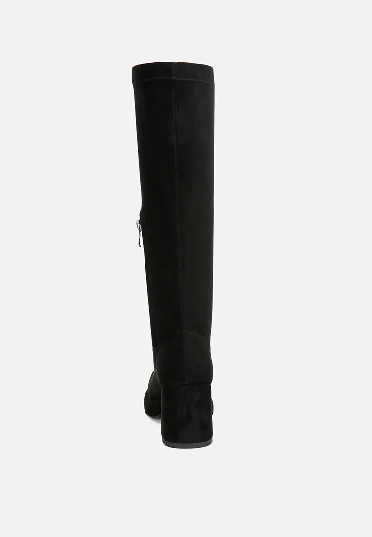 MORPIN Black Stretch Suede Calf Boots - Image 5