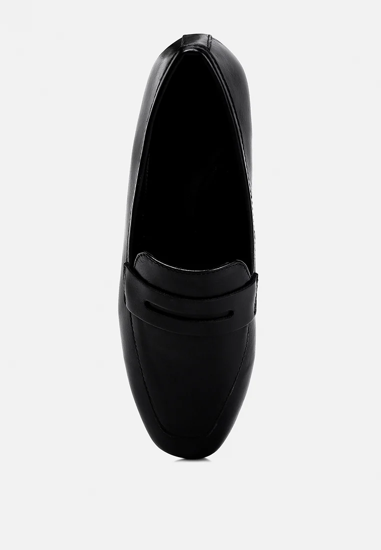 LILIANA Black Classic Leather Penny Loafers - Image 6