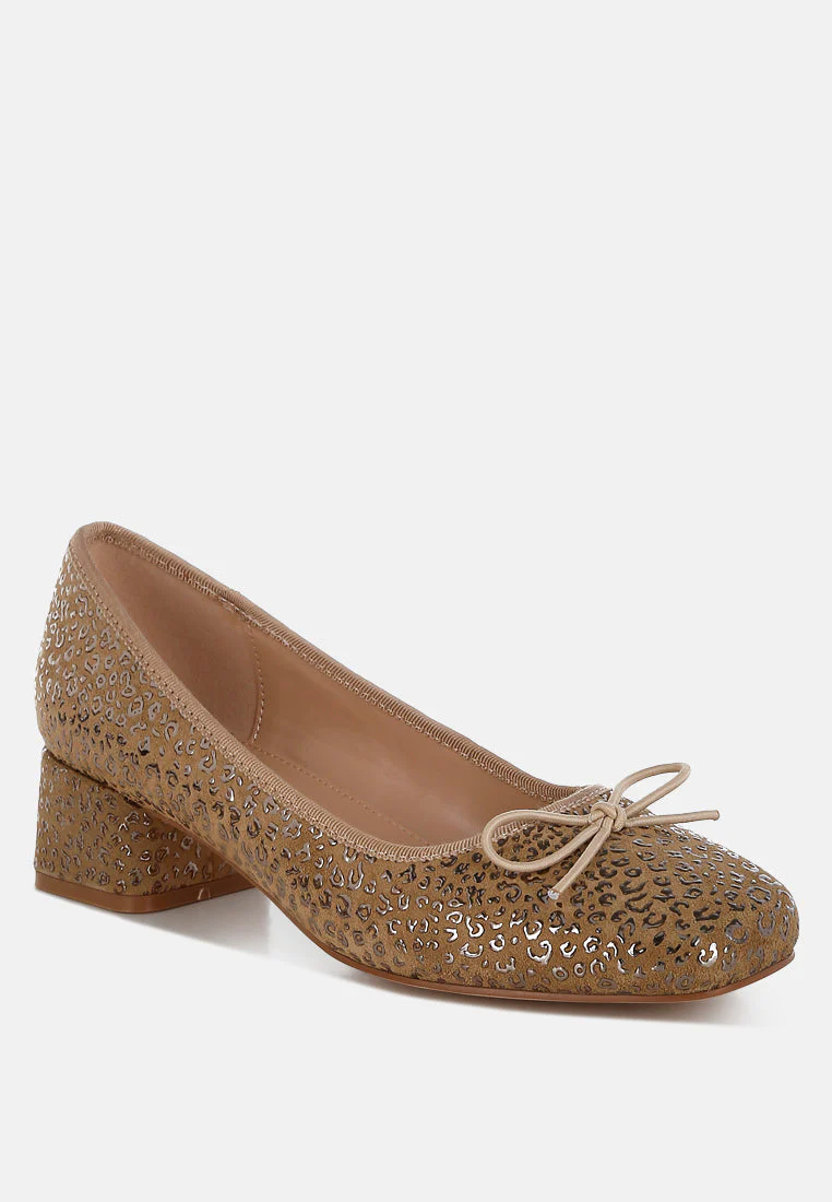 Ningen Leopard Print Block Heel Ballerinas - Image 2