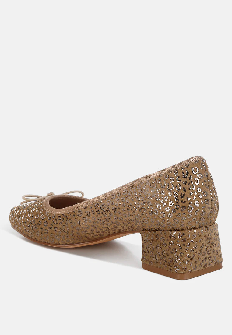 Ningen Leopard Print Block Heel Ballerinas - Image 3