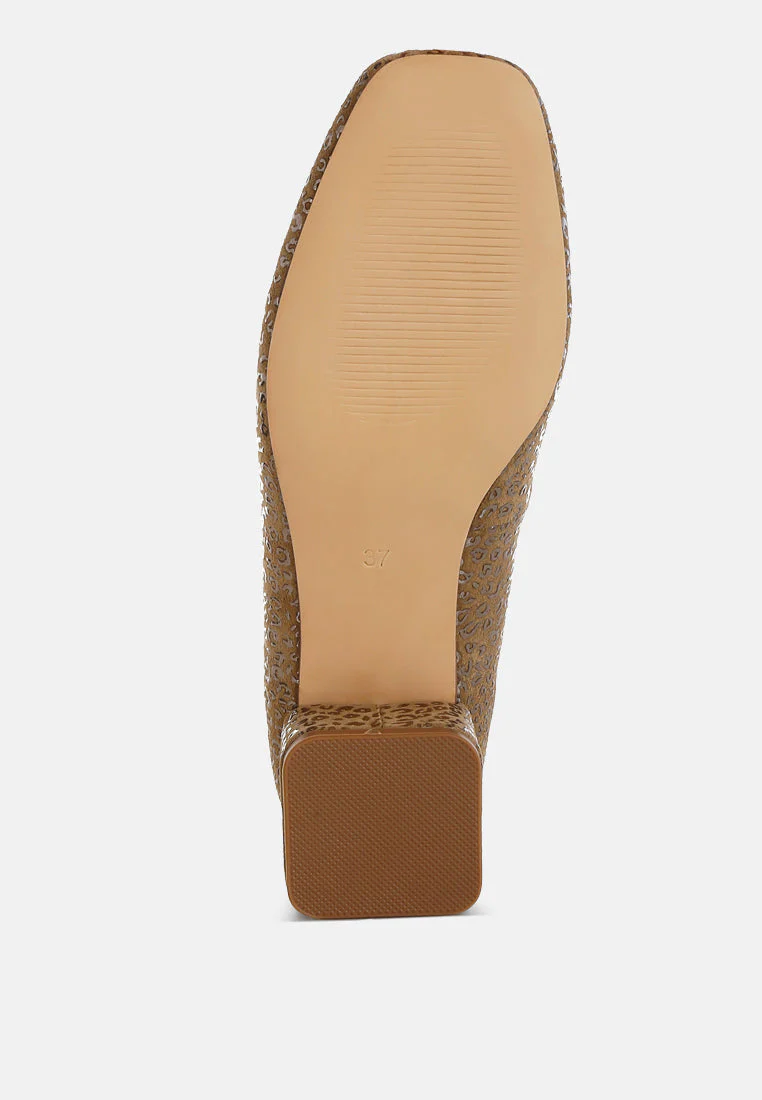 Ningen Leopard Print Block Heel Ballerinas - Image 5