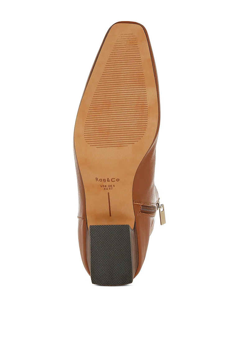 Obita Flared Heel Genuine Leather Boots - Image 10
