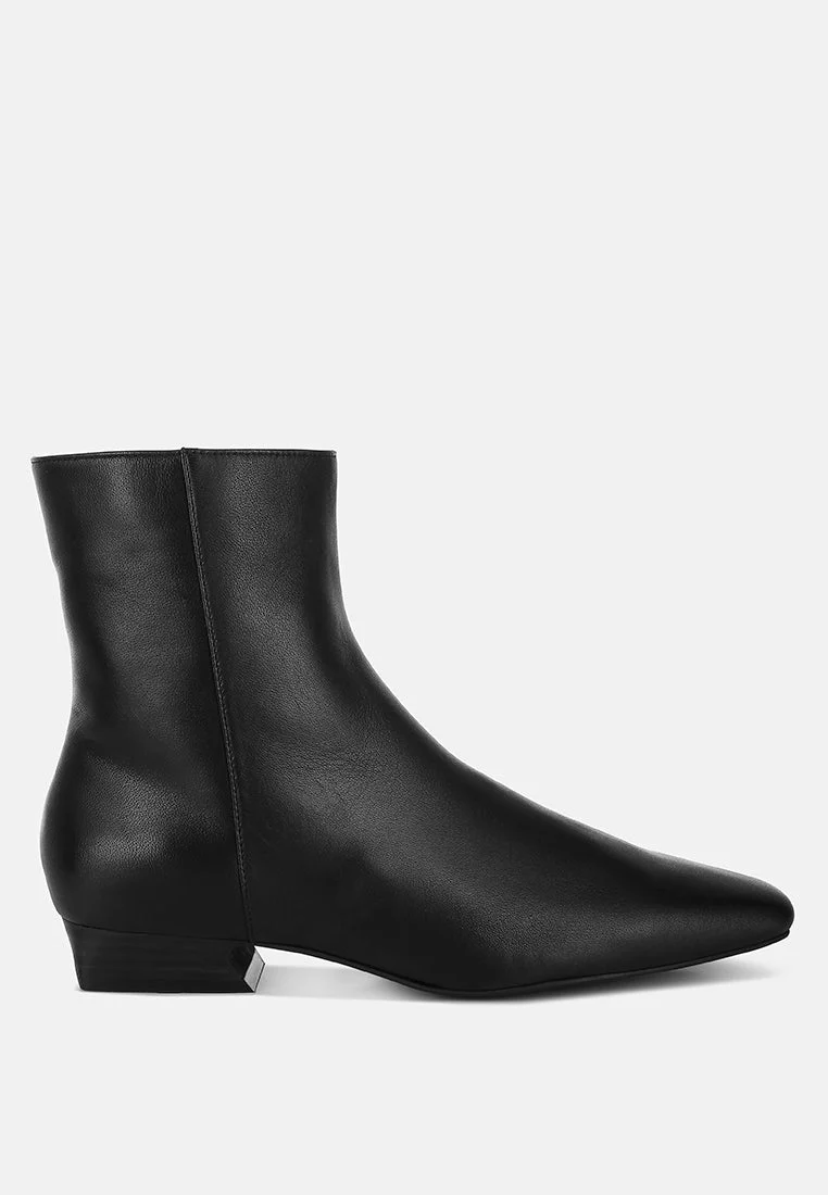 Obita Flared Heel Genuine Leather Boots - Image 11
