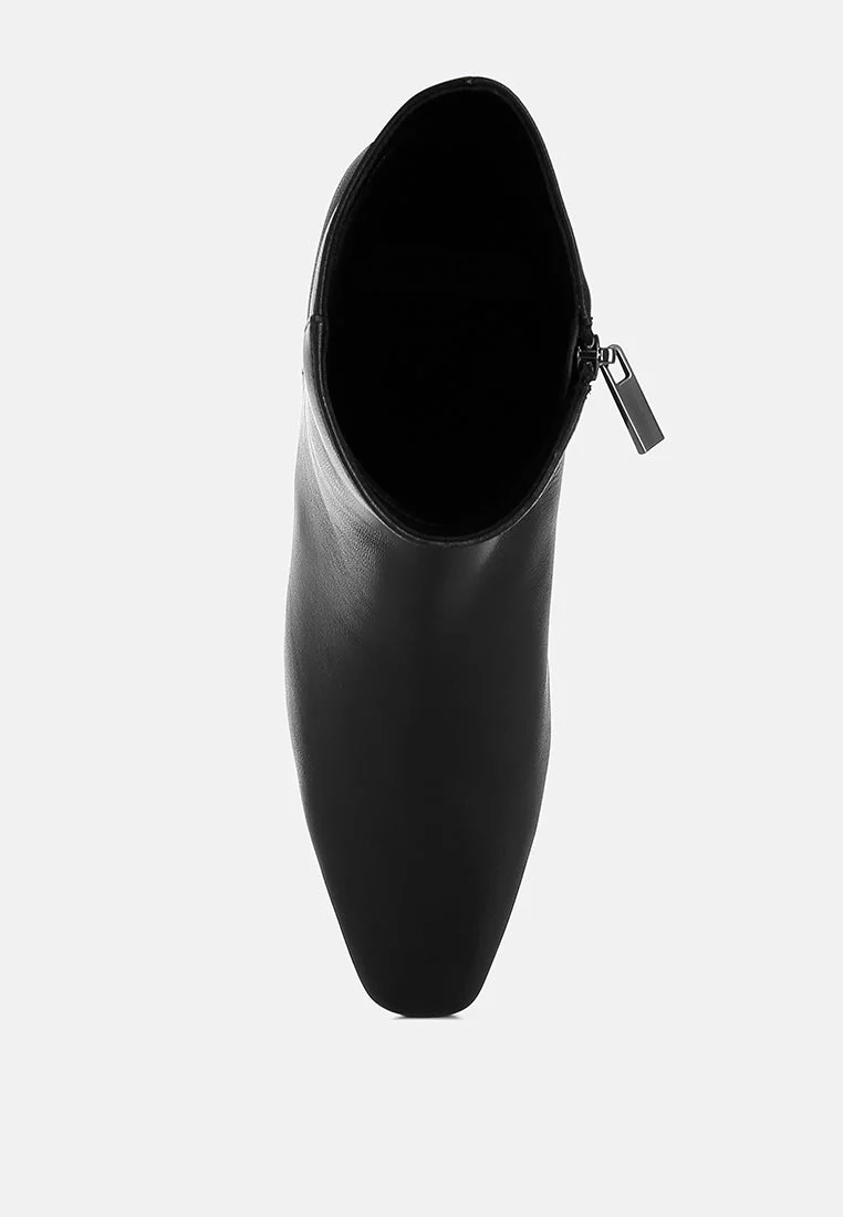 Obita Flared Heel Genuine Leather Boots - Image 14