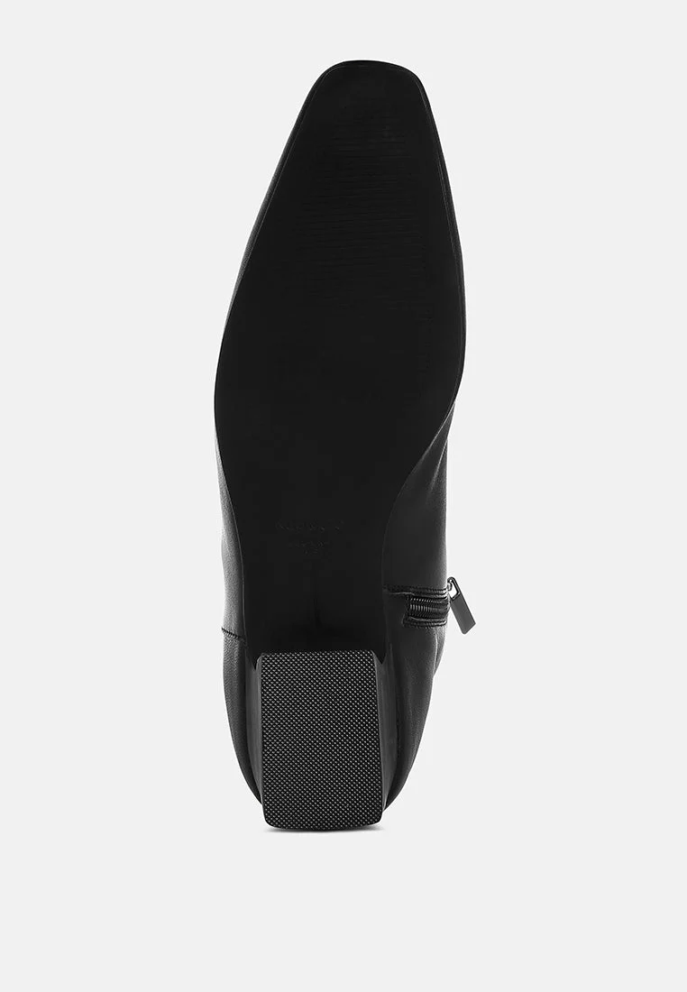 Obita Flared Heel Genuine Leather Boots - Image 15