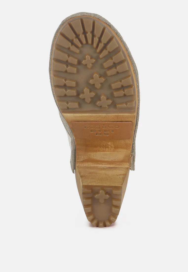 OCHROMA Vintage Patchwork Suede Mule Clogs in Olive - Image 6