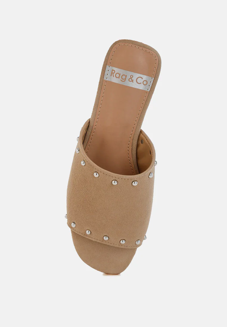 Odalia Soft Suede Leather Studded Flats - Image 10