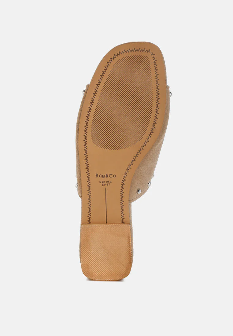 Odalia Soft Suede Leather Studded Flats - Image 11