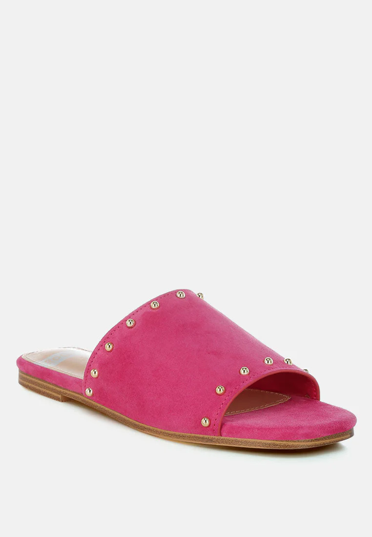 Odalia Soft Suede Leather Studded Flats - Image 3