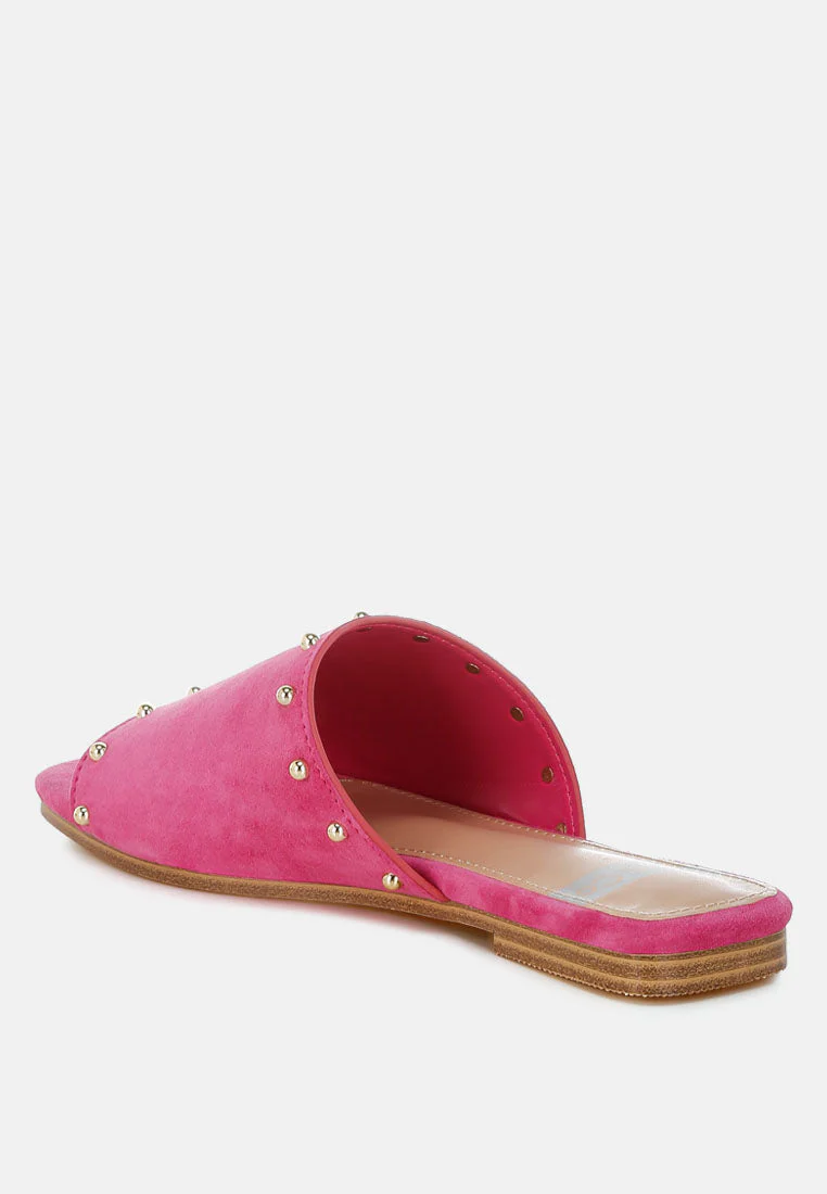 Odalia Soft Suede Leather Studded Flats - Image 4