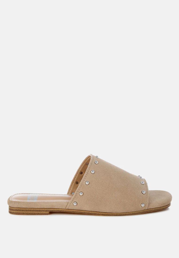 Odalia Soft Suede Leather Studded Flats - Image 7