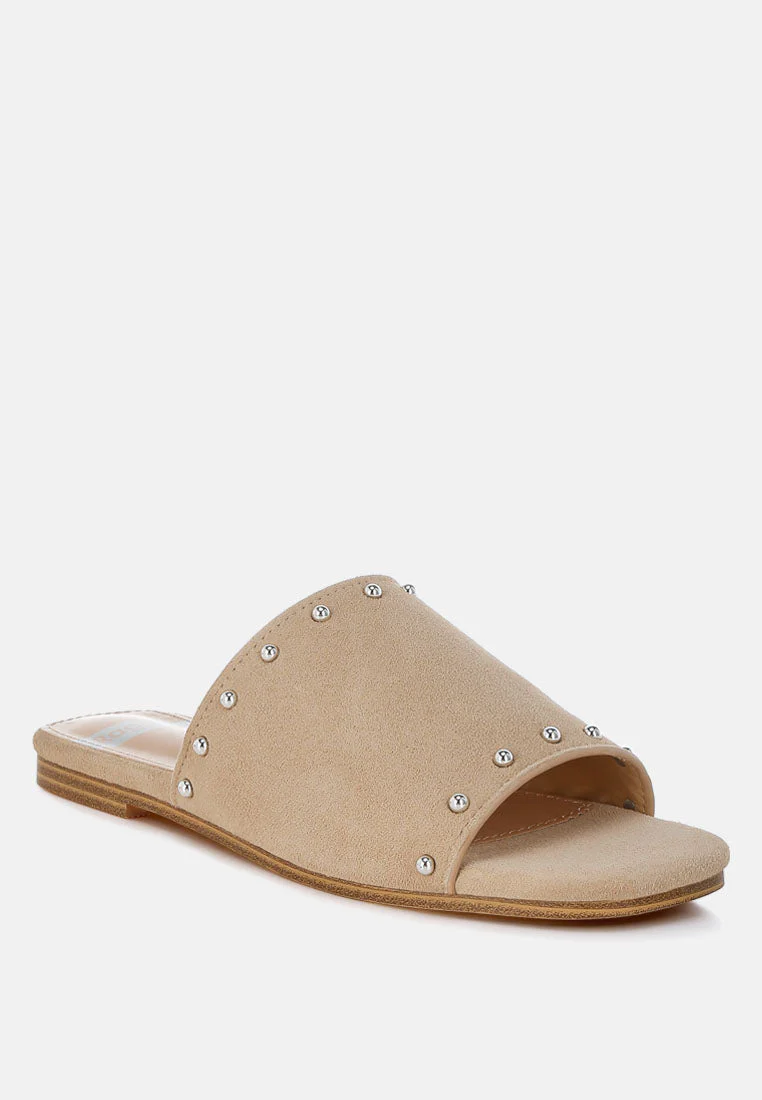 Odalia Soft Suede Leather Studded Flats - Image 8