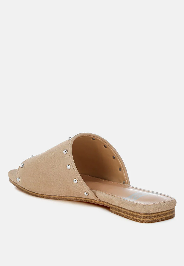 Odalia Soft Suede Leather Studded Flats - Image 9