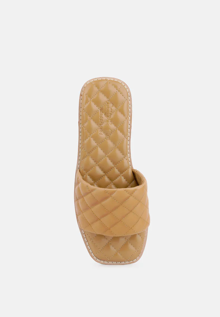 ODALTA Beige Handcrafted Quilted Summer Flats - Image 6