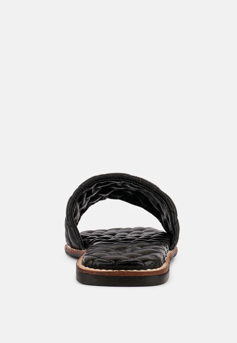 ODALTA Black Handcrafted Quilted Summer Flats - Image 5