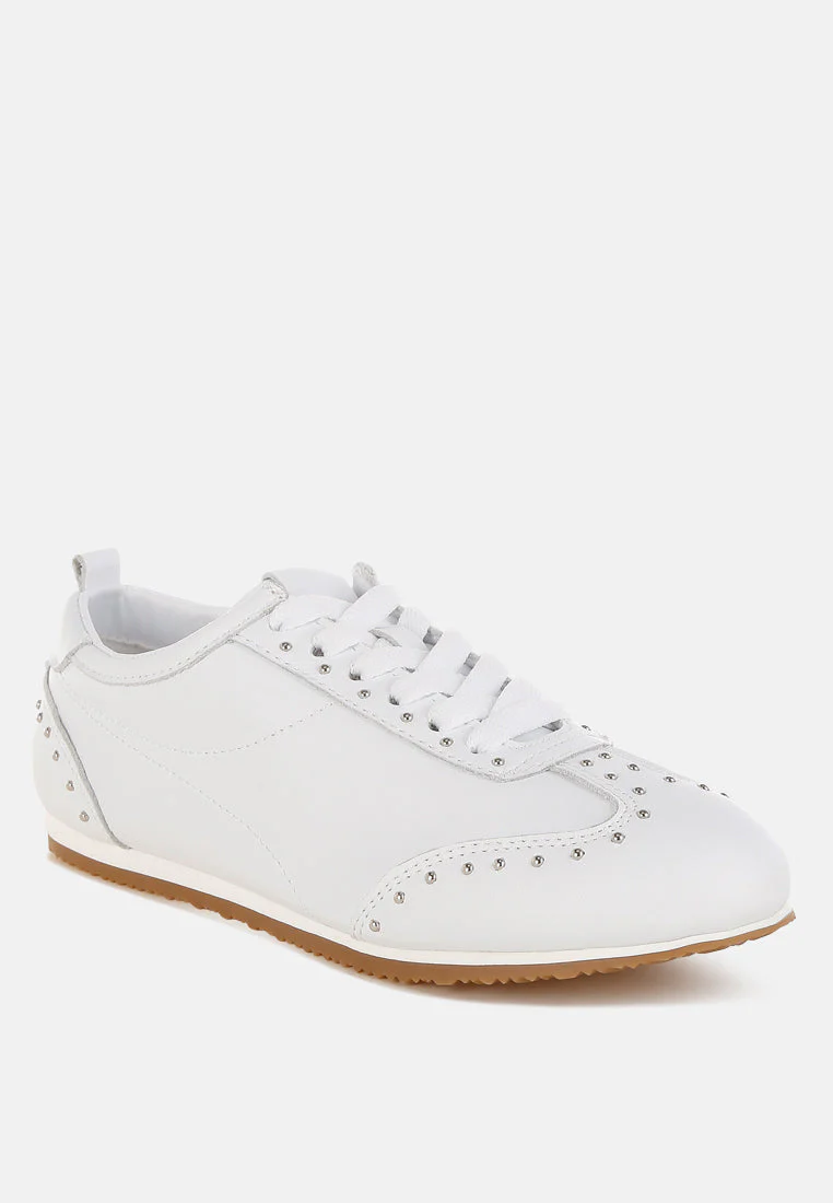 Odaya Studded Real Soft Leather Sneakers - Image 2