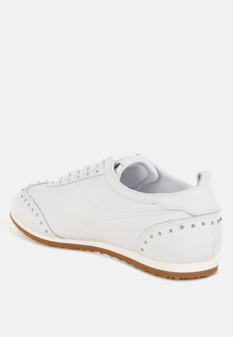 Odaya Studded Real Soft Leather Sneakers - Image 3