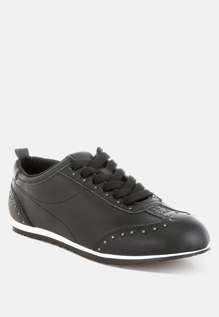 Odaya Studded Real Soft Leather Sneakers - Image 7