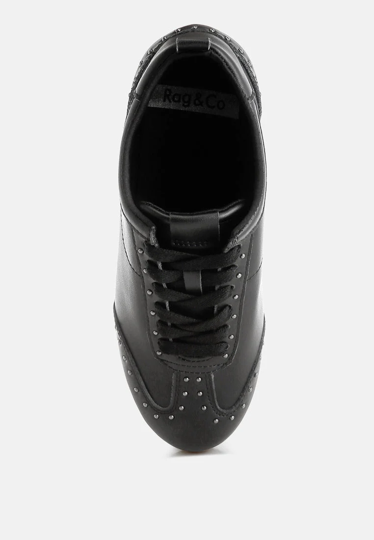 Odaya Studded Real Soft Leather Sneakers - Image 9