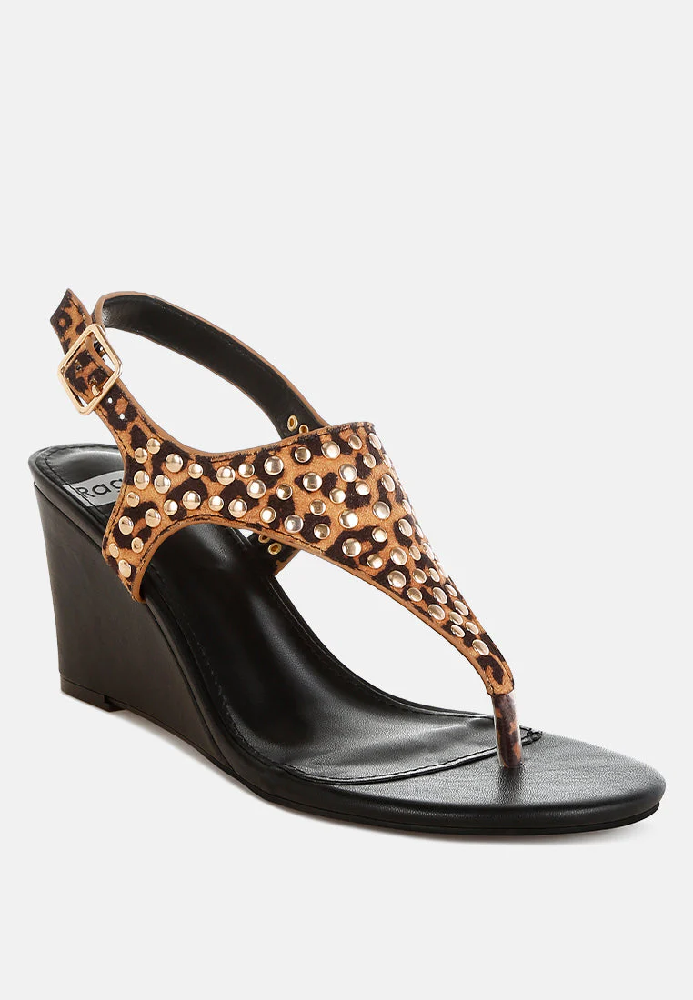 Oidah Leopard Print Studded Wedges - Image 2