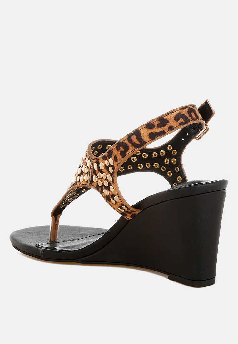 Oidah Leopard Print Studded Wedges - Image 3