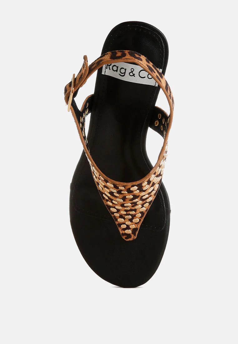 Oidah Leopard Print Studded Wedges - Image 4