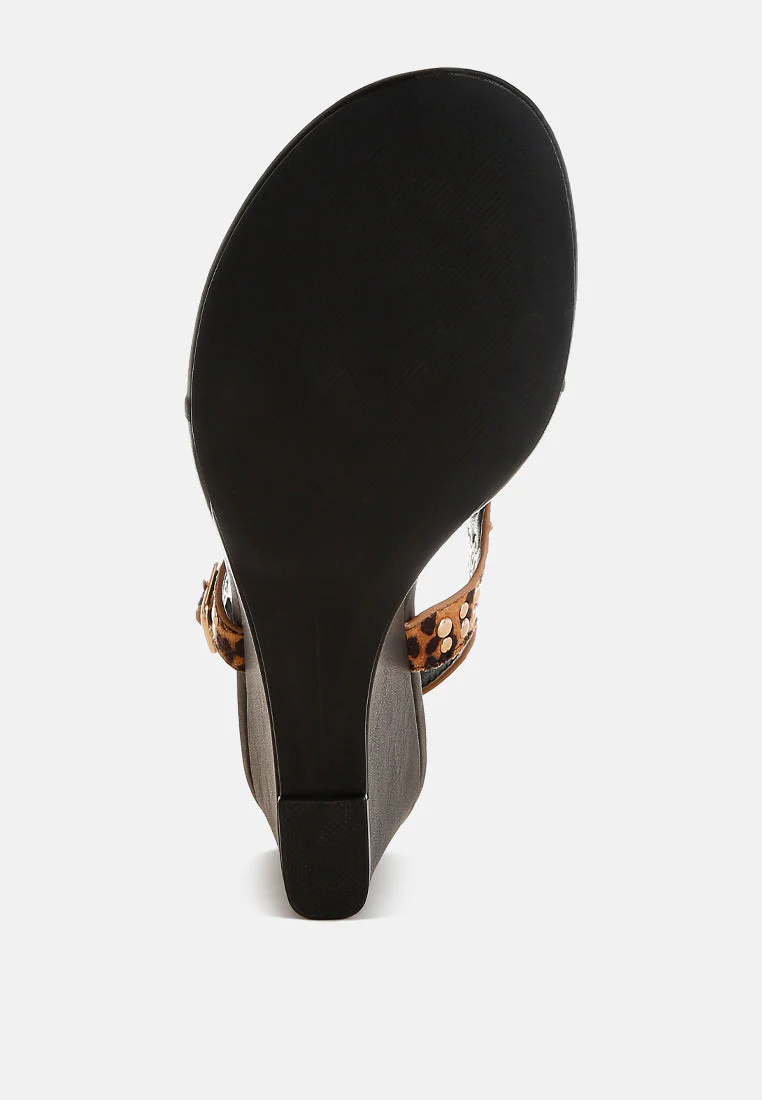 Oidah Leopard Print Studded Wedges - Image 5