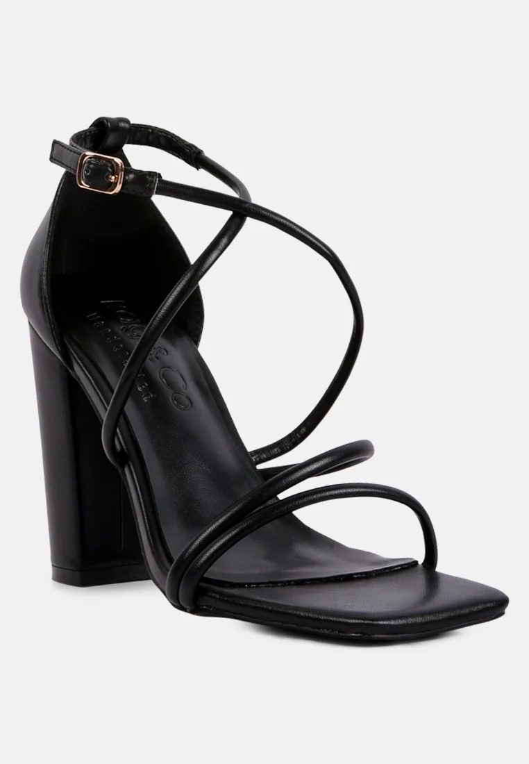 OPULENCE Black High Heeled Dress Sandals - Image 3