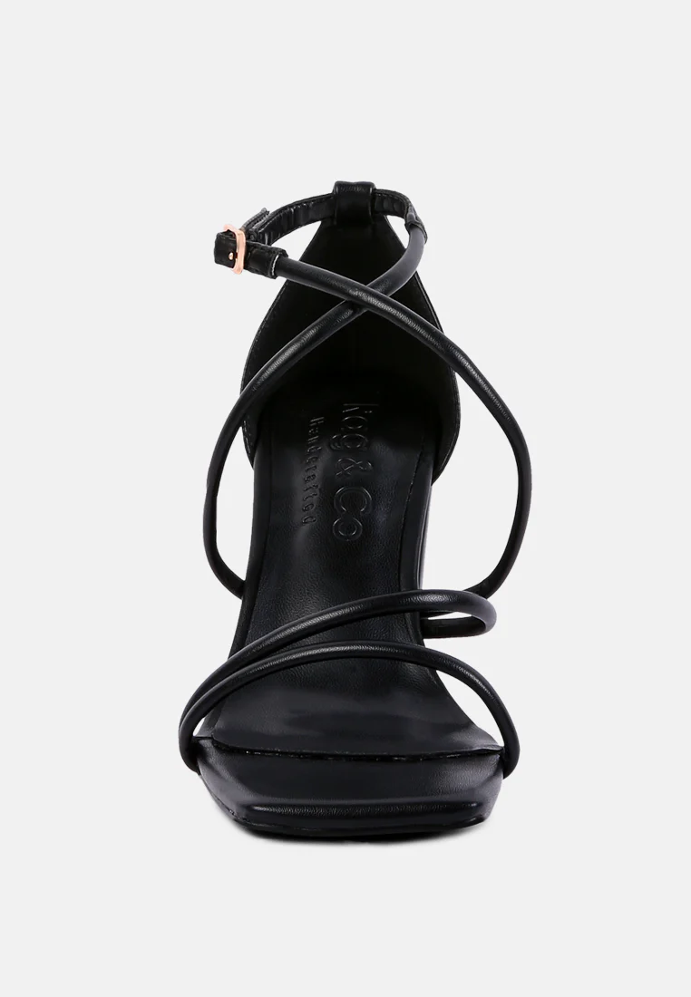 OPULENCE Black High Heeled Dress Sandals - Image 4