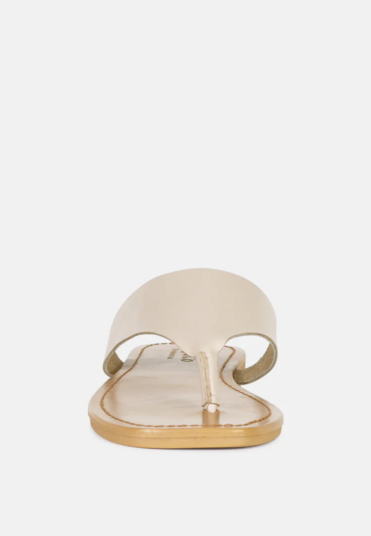 OROFERR Latte Soft Leather Luxury Thong Flats - Image 3