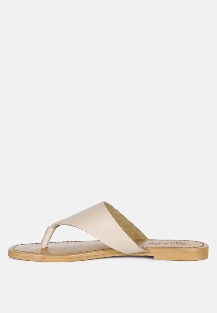 OROFERR Latte Soft Leather Luxury Thong Flats - Image 4