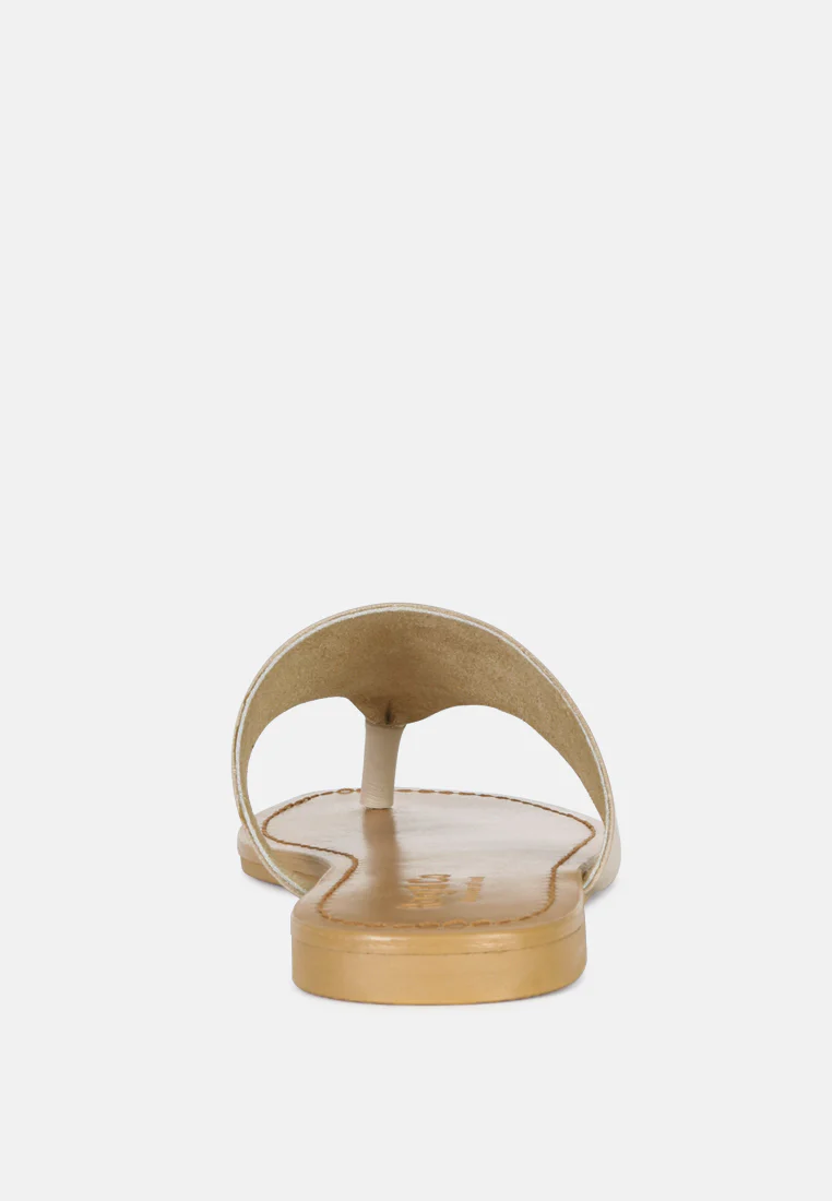 OROFERR Latte Soft Leather Luxury Thong Flats - Image 5