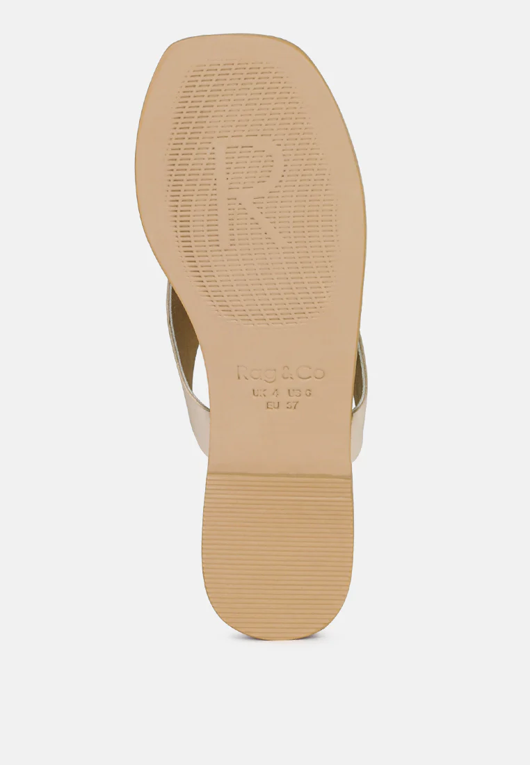 OROFERR Latte Soft Leather Luxury Thong Flats - Image 6
