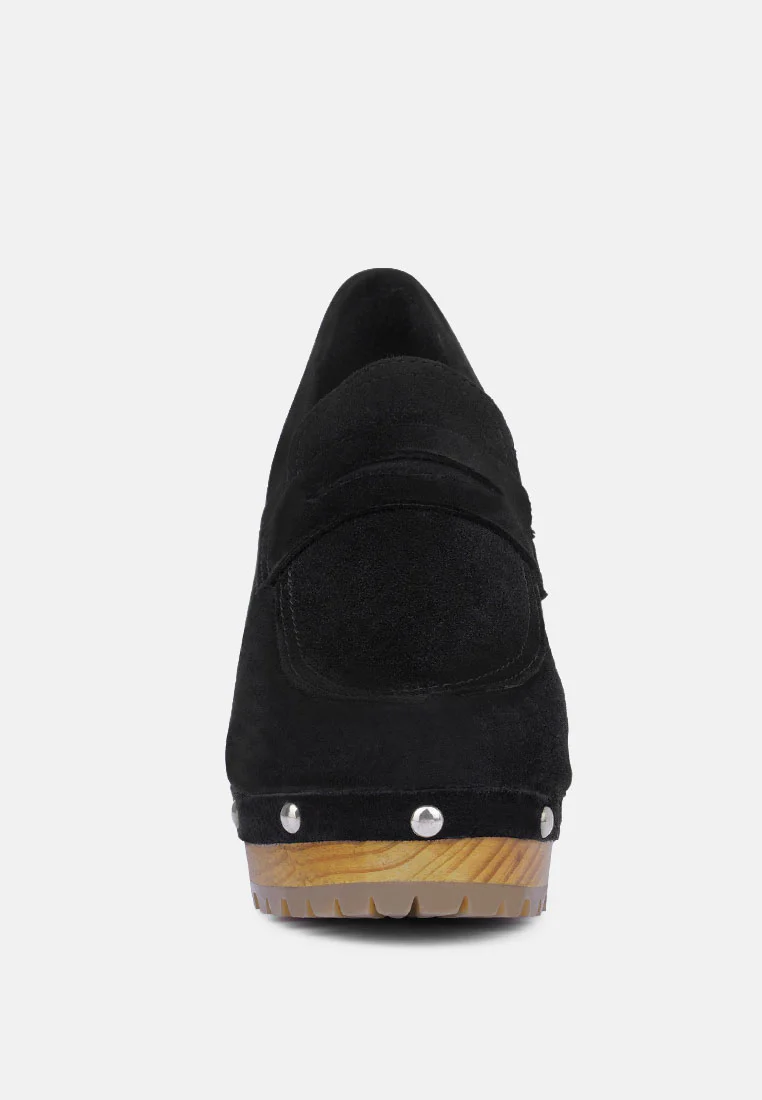 OSAGE Black Clogs Loafers in Fine Suede - Image 3