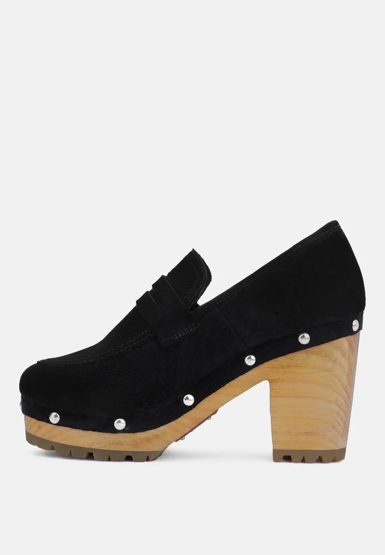OSAGE Black Clogs Loafers in Fine Suede - Image 4