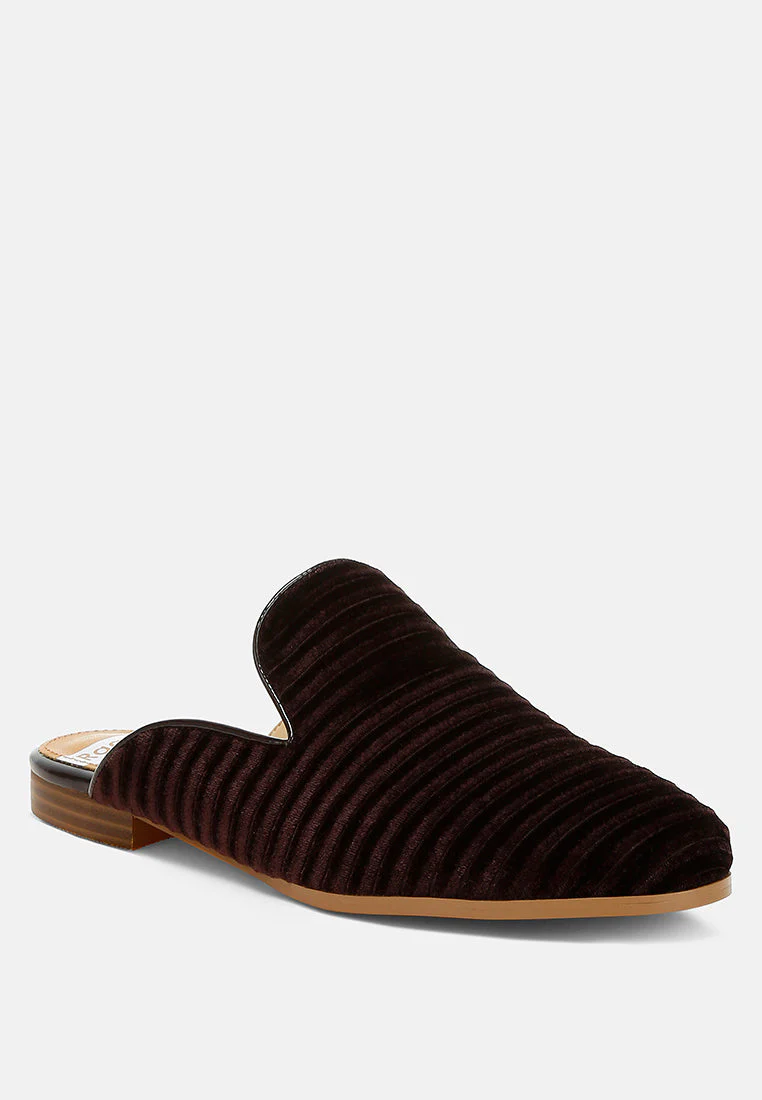 Ouzini Velvet Textured Slip On Mules - Image 2