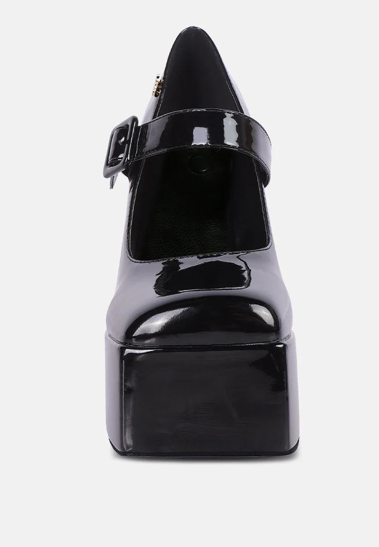 PABLO Black Statement High Platform Heel Mary Jane Sandals - Image 3