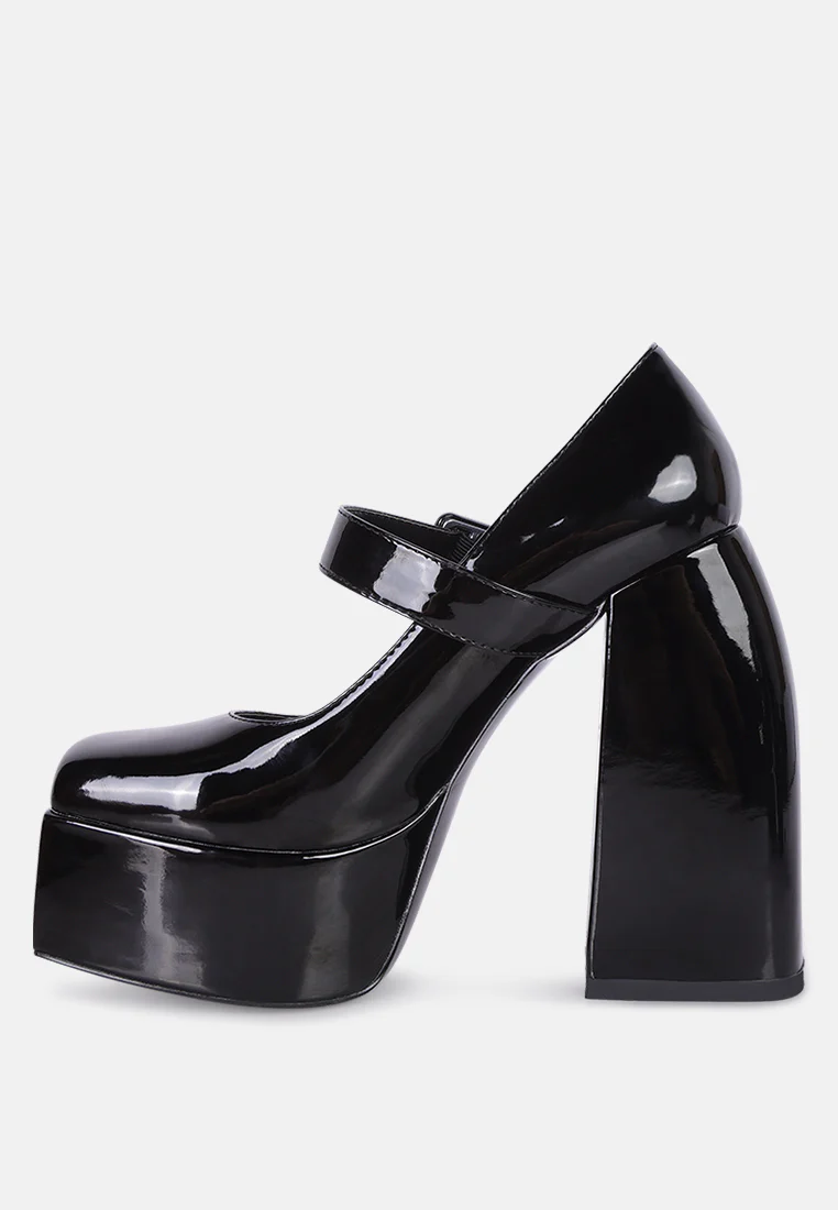 PABLO Black Statement High Platform Heel Mary Jane Sandals - Image 4
