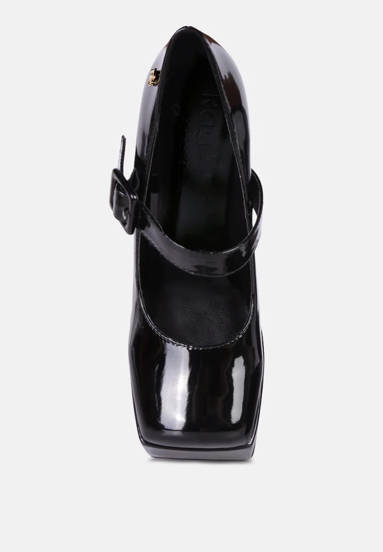 PABLO Black Statement High Platform Heel Mary Jane Sandals - Image 6