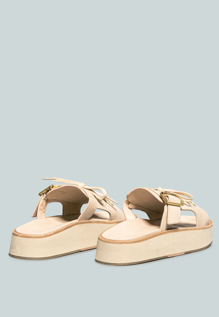 PATTON Nude Cut Out Buckled Platform Sandals - Image 3