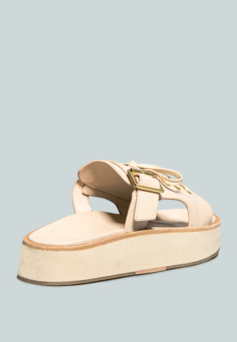 PATTON Nude Cut Out Buckled Platform Sandals - Image 4