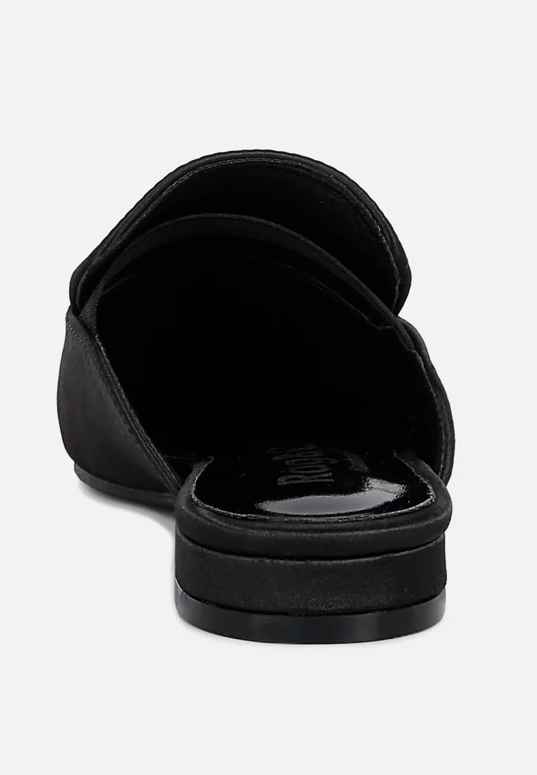 PERRINE Diamante Brooch Slip On Mules in Black - Image 5