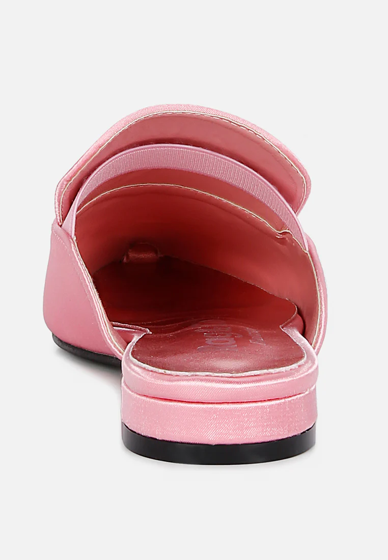 PERRINE Diamante Brooch Slip On Mules in Blush - Image 5