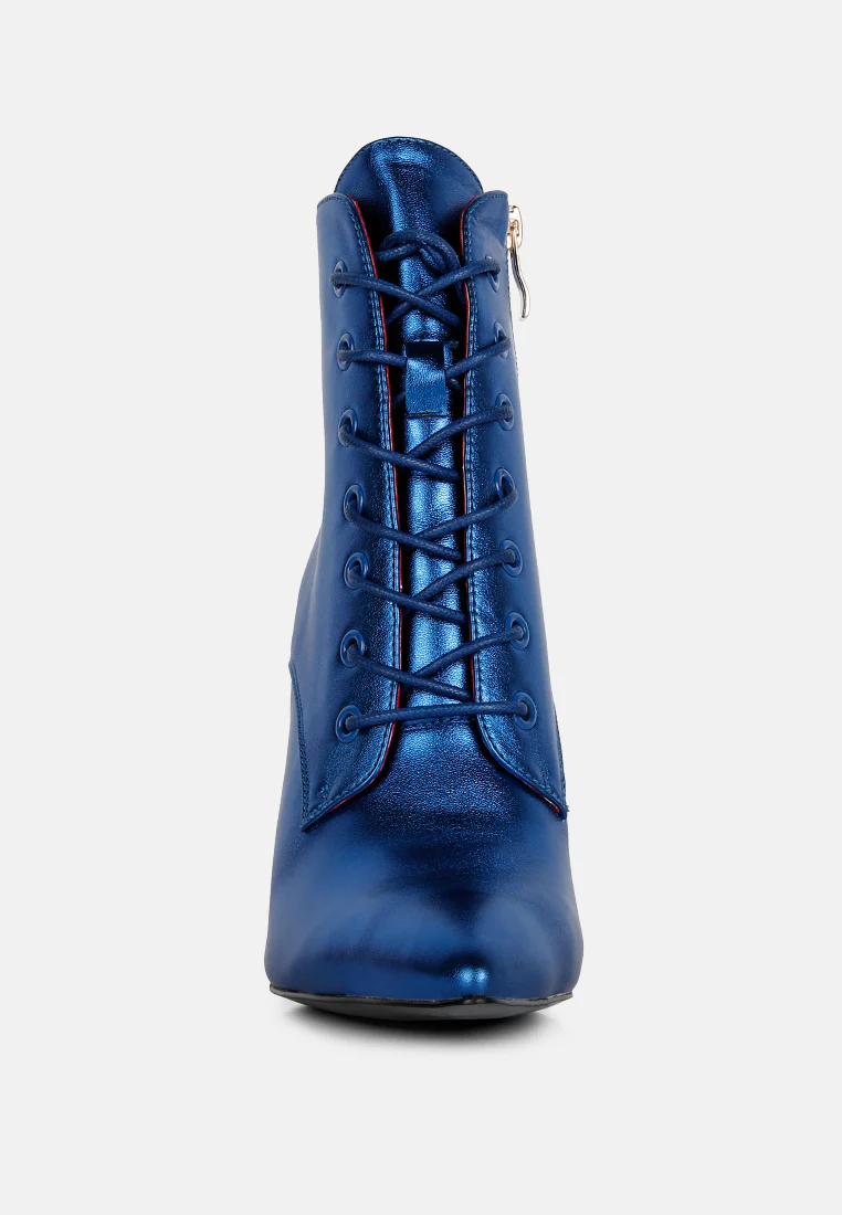 PIET Blue Metallic Stiletto Ankle Boot - Image 3